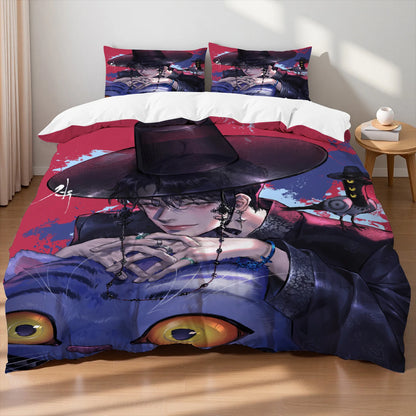 K-Pop Bedding Set Demon Hunters Themed pink or Black other side Print Polyester Student Dormitory  Duvet Cover Boys Girls Gift