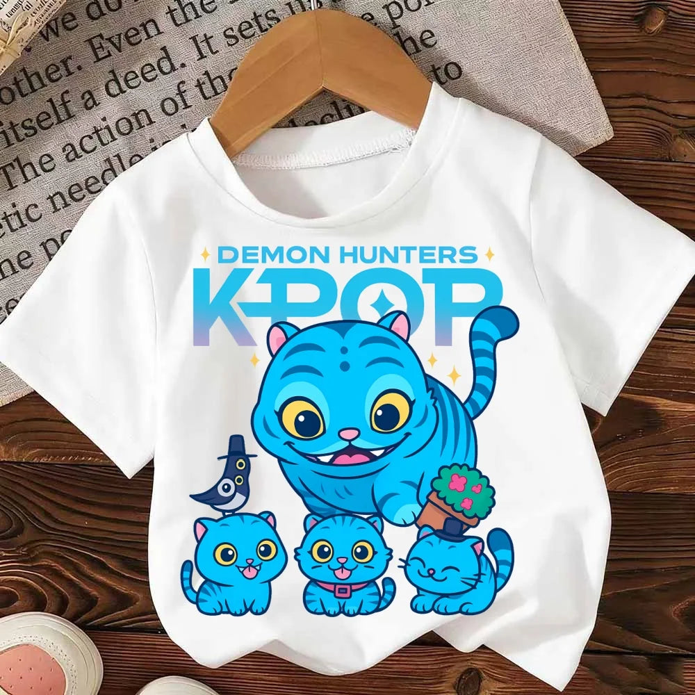 Anime Kpop Demon Hunters Saja Boys T-shirts Children Summer Casual Short Sleeve Tees Kpop Demon Hunters T Shirts for Men Women