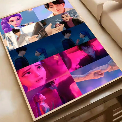 Hot Movie K-pop D-Demon H-Hunters Anime Poster Waterproof HD Art Wall Decal Self-Adhesive Print. Aesthetic Home Room Decor for L