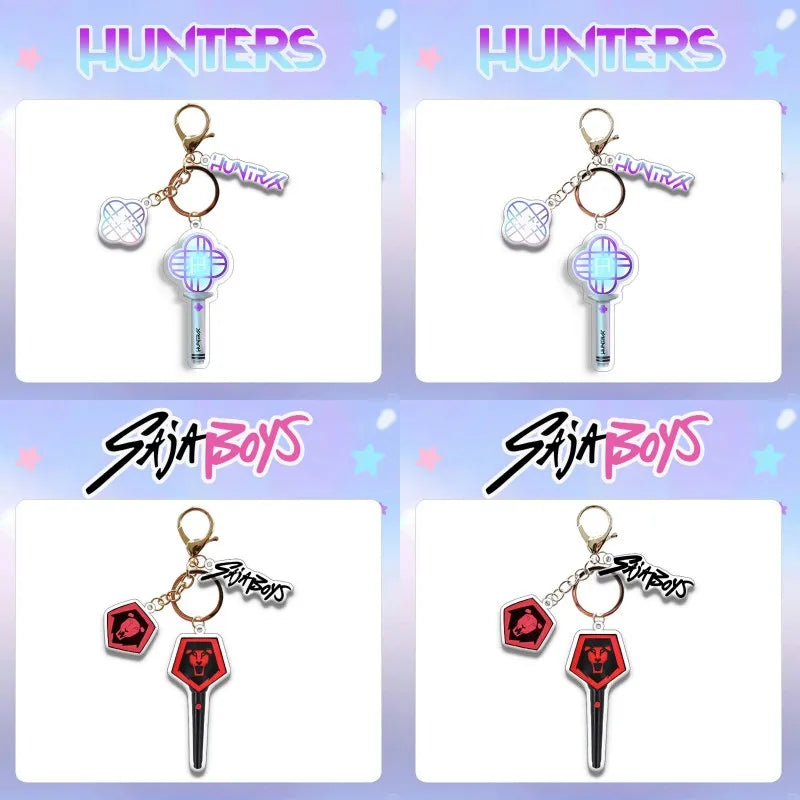 KPOP Demon Hunters Huntrix Saja Boys Idol Group Acrylic Keychains Zoey Mira Romance Baby Light Stick Korean Keyring Fans Gift