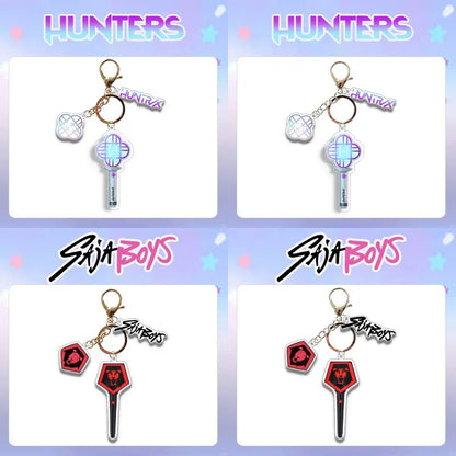 KPOP Demon Hunters Huntrix Saja Boys Idol Group Acrylic Keychains Zoey Mira Romance Baby Light Stick Korean Keyring Fans Gift