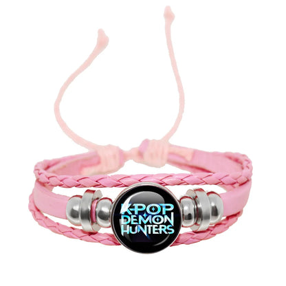 KPop Demon Hunters Pink Handmade Glass Bracelet Huntr-x Rumi Zoey Mira Bangles Jewelry Accessories Fans Couples Gift