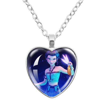 Rumi Zoey Mira Heart Glass Pendant Necklaces KPop Demon Hunters sajaboy Charm Necklace Fans Jewelry Accessories Cosplay Gift