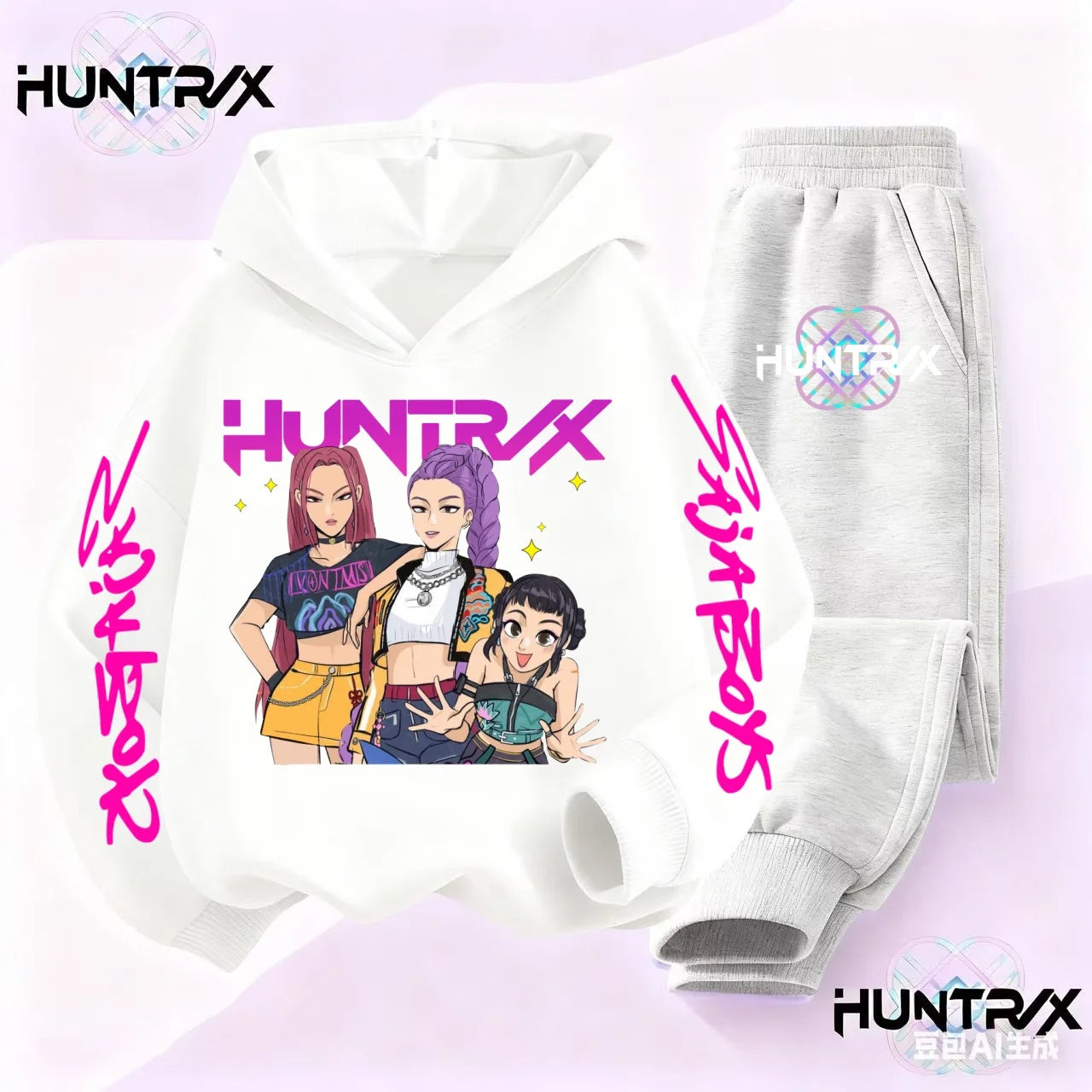 3-14Y Kpop Demon Hunters Hoodie Set Boys Girls Kids Autumn Sportswear Daily Clothes 2025