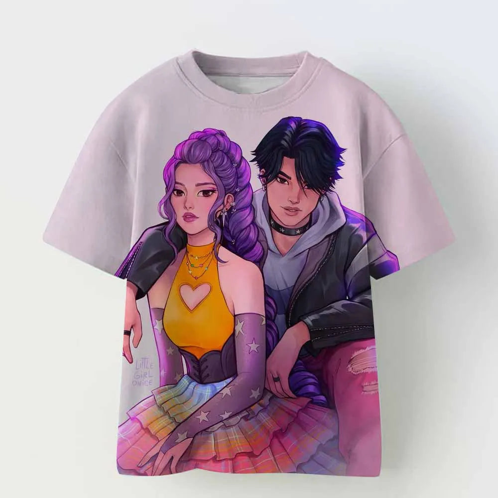 Derpy Tiger Kpop Demon Hunters Kids T-shirt Tops Girls Boys Cotton Summer Short Sleeve Tee Crew Neck Cute Tiger Funny T Shirts