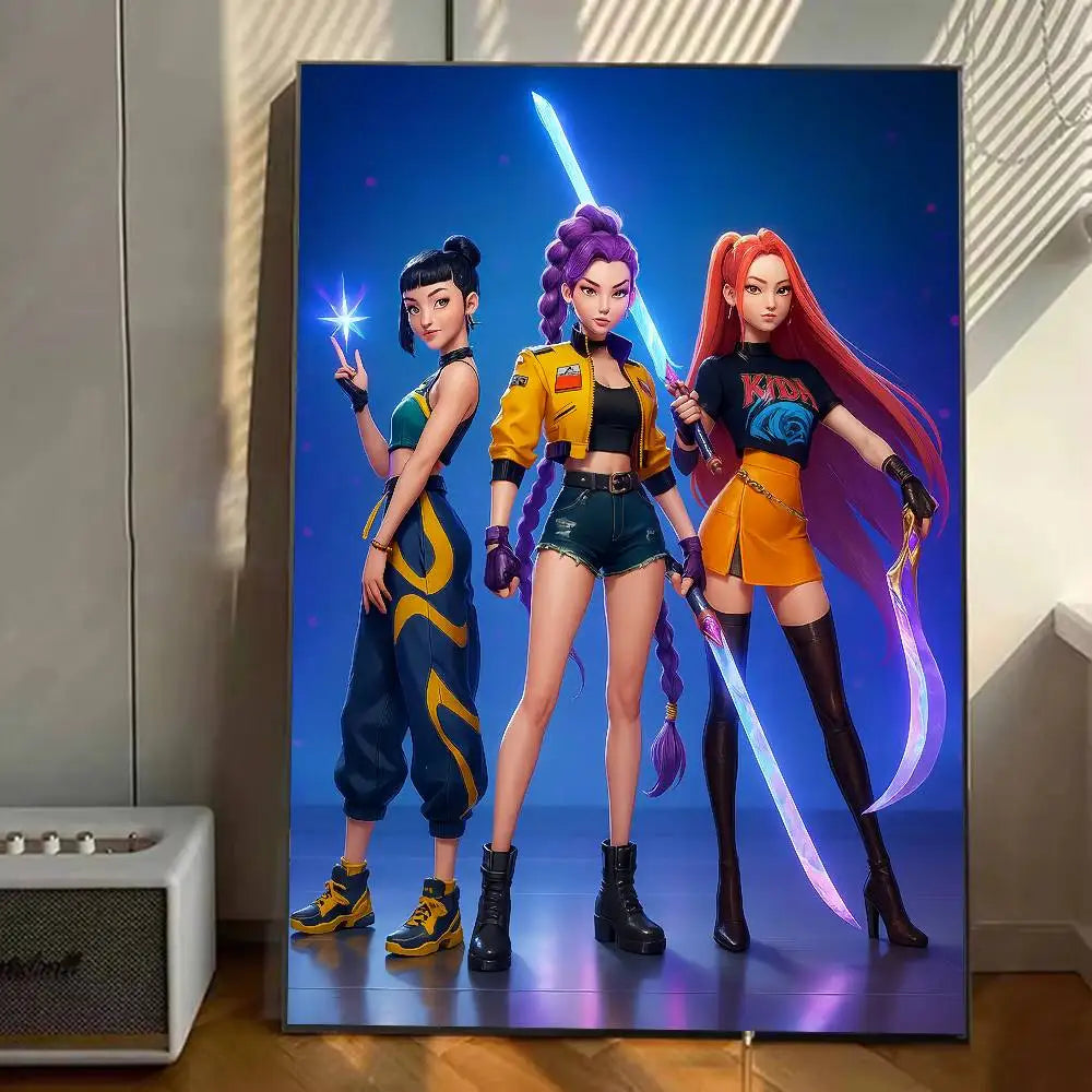 K-pop D-Demon Hunters Anime Poster Gallery Prints Self Adhesive Home Decor Decoration Wall Decals Living Room Sticker