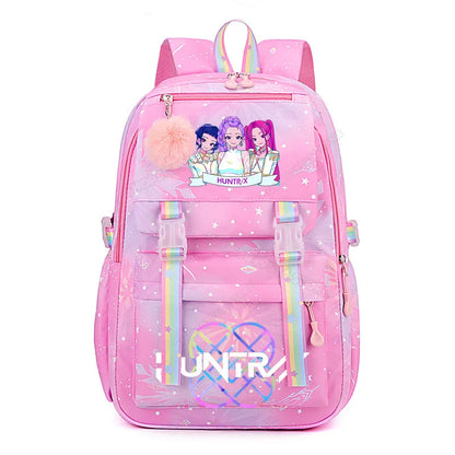 Anime KPop Demon Hunters Backpack Fashion High-capacity Backpack with Cartoon Character Graphics Rucksack Children Birthday Gift
