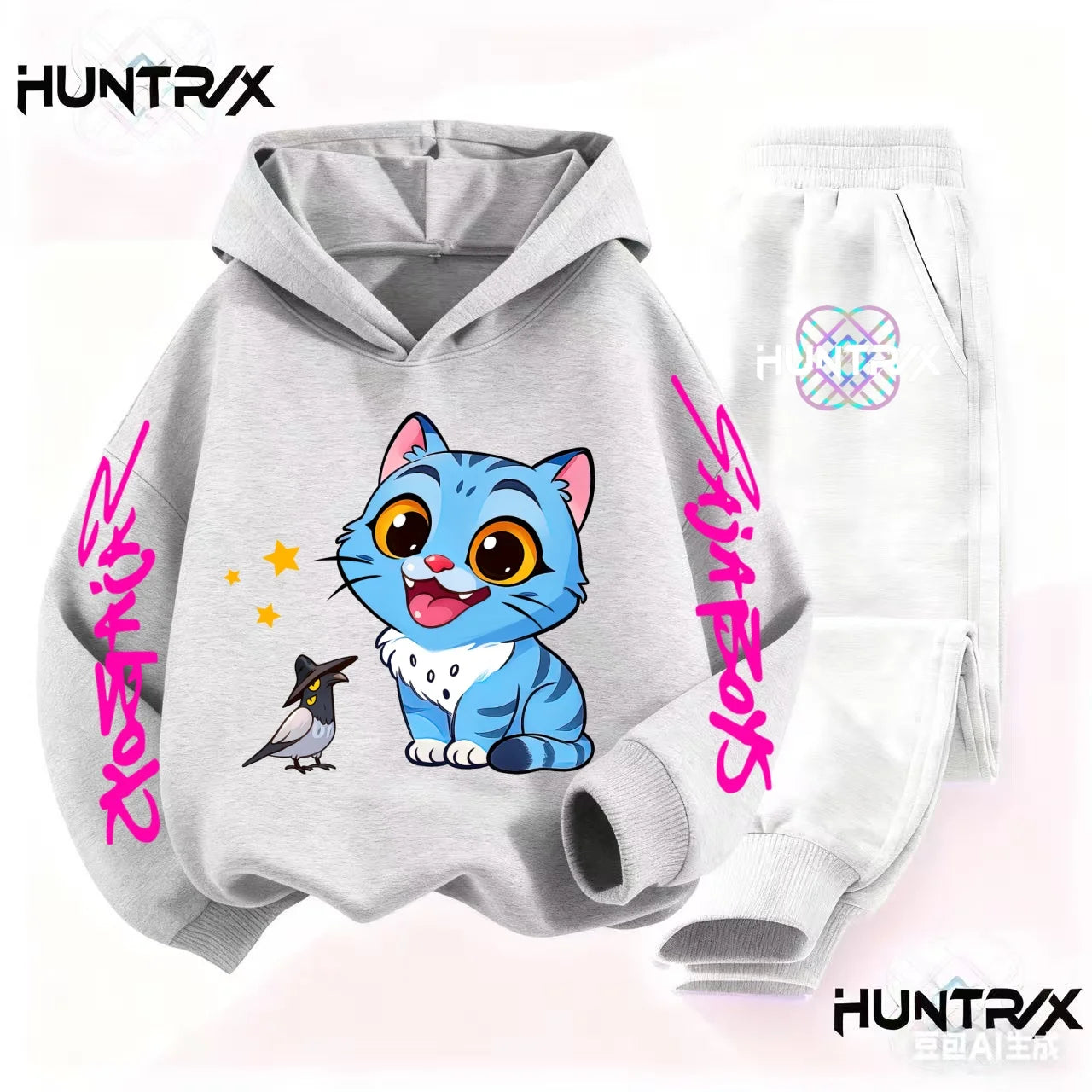 Kids Autumn Kpop Demon Hunters Hoodie Set 3-14Y Boys Girls Sportswear Active Clothes