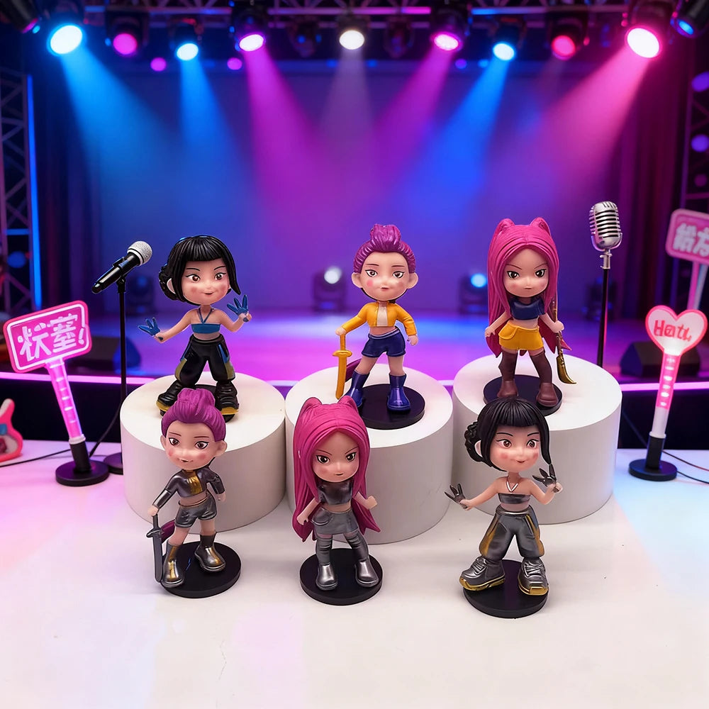 6pcs/set New Kpop Demon Hunters Figure Series Anime Handmade Model Trendy Bedroom Decoration Boy Girl Gift Box Gift