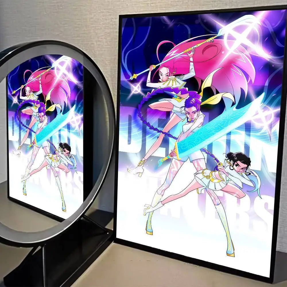 K-pop D-Demon Hunters Movie Sticky Posters Whitepaper Sticker DIY Room Bar Cafe Posters Wall Stickers