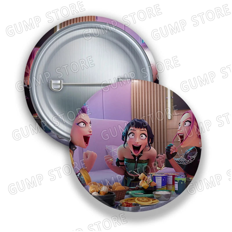 Kpop Demon Hunters Badges for Jewelry Accessories Bag Decor Huntrix Saja Boys Rumi Zoey Jinu Tinplate Button Brooch Pins Gifts