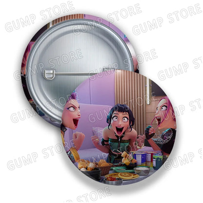 Kpop Demon Hunters Badges for Jewelry Accessories Bag Decor Huntrix Saja Boys Rumi Zoey Jinu Tinplate Button Brooch Pins Gifts