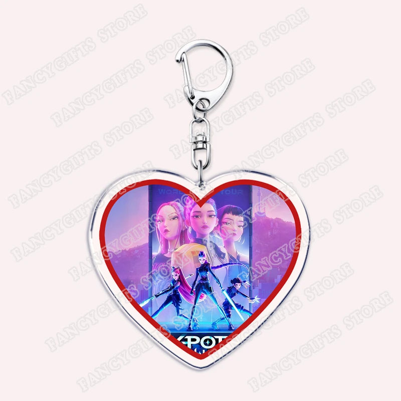 Kpop Demon Girls Keychain for Accessories Huntrix Saja Boys Rumi Zoey Jinu Derpy Tiger Keyrings Key Chains Jewelry Fans Gifts