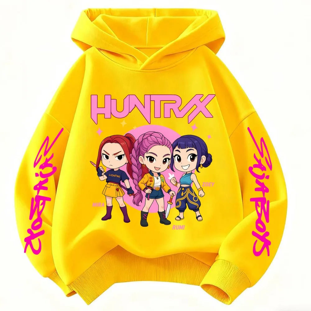 Kpop Demon Hunter Hoodies Kids Kawaii Rumi Mira Zoey Sweatshirt Girls Boys Winter Pullover Long Sleeves Children Clothes Gift