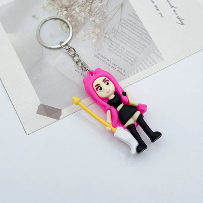 New K-pop Demon Hunters Anime Figure Keyring for Students Car Keychains Rumi Mira Zoey Pendants Backpack Decoration Key Ring