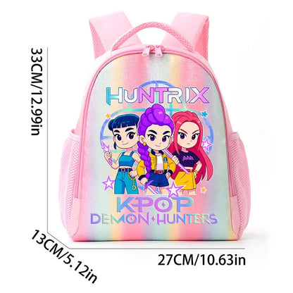 For K-Pop Demon Hunters Student Rainbow Backpack Anime Accessories HUNTR/X Rumi Mira Zoey Schoolbag Children's Birthday Gifts