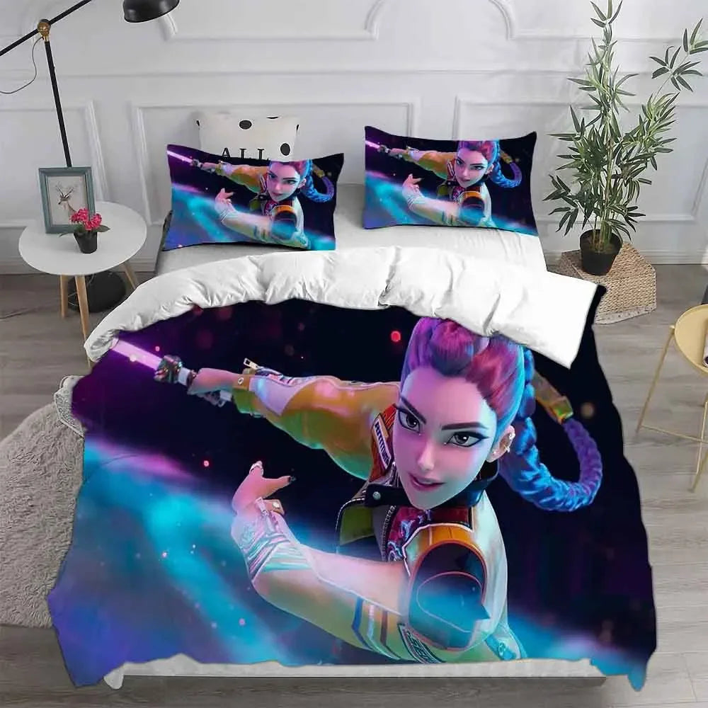 KPop Demon Hunters Bedding Sets EU Single Comforter Quilt Bed Cover Duvet Cover Pillow Case 2-3 Pieces Sets Halloween Costume