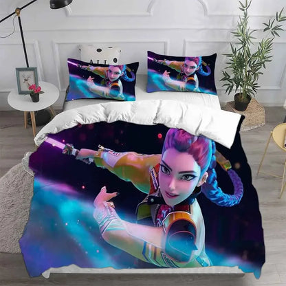 KPop Demon Hunters Bedding Sets EU Single Comforter Quilt Bed Cover Duvet Cover Pillow Case 2-3 Pieces Sets Halloween Costume