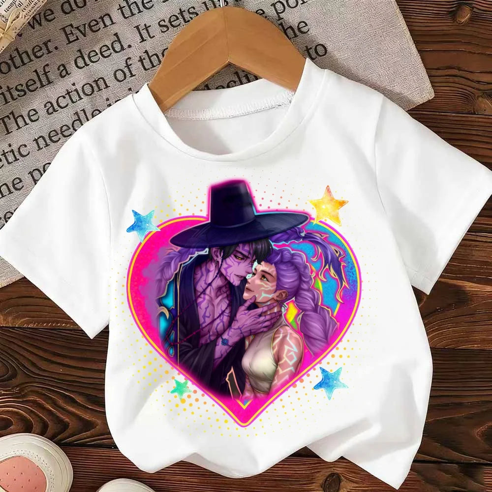 Kpop Demon Hunters Cartoon Tee Shirt Harajuku Cool Kids T-shirts Cotton Summer Tops Saja Boys Outfits Gift Baby Girl Boy Clothes