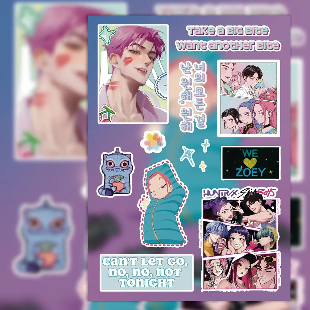 8 Sheets Kpop Demon Hunter Girl Group Stickers for Scrapbooking Journal DIY Craft Decoration