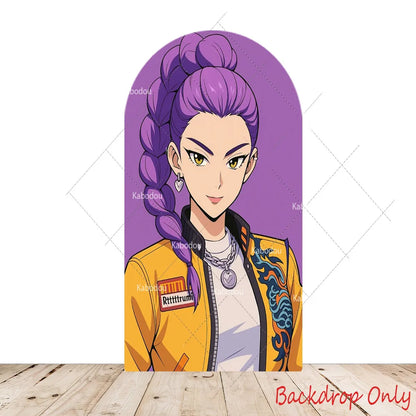 KPop Demon Hunters Backdrop Arch Cover Boy Band Girl Birthday Party Background Decoration Wall Princess Singing Group Concert