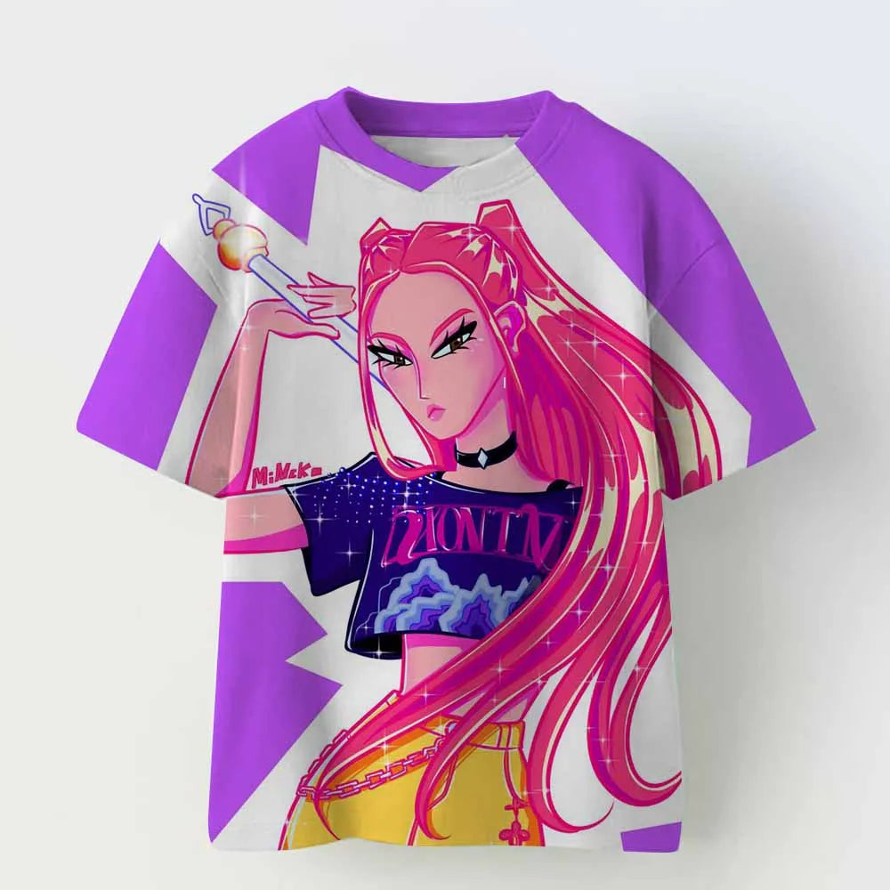 Derpy Tiger Kpop Demon Hunters Kids T-shirt Tops Girls Boys Cotton Summer Short Sleeve Tee Crew Neck Cute Tiger Funny T Shirts