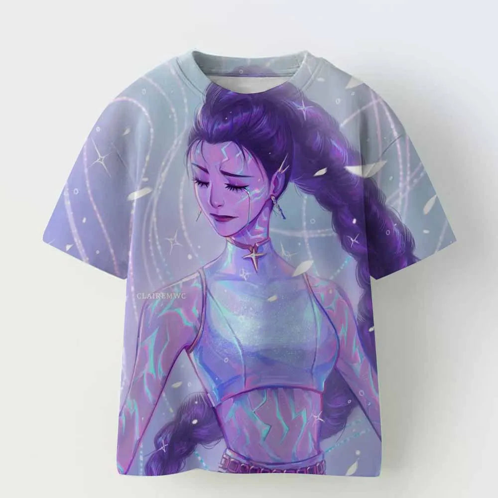 Kpop Demon Hunters Children's Clothing Short Sleeve T-shirt Kpop Demon Hunters Tiger Harajuku Tshirt for Boys Girls Gift