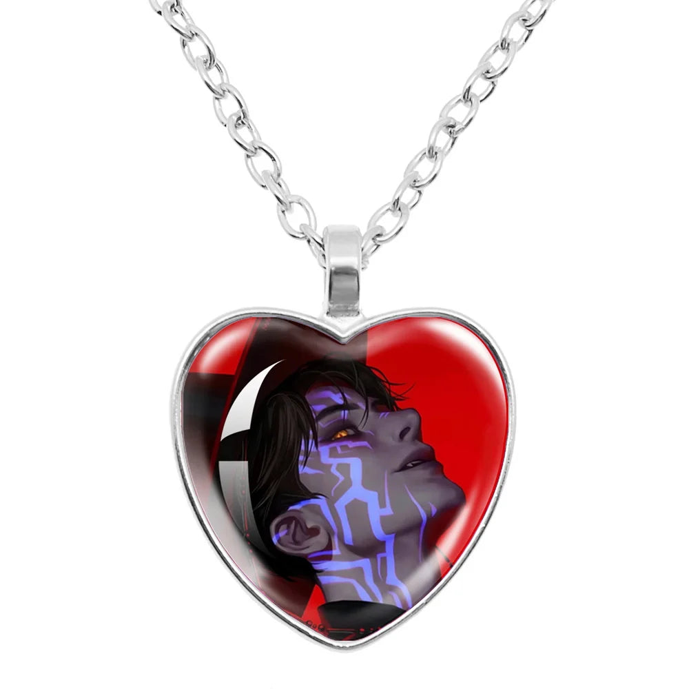 K-Pop Demon Hunters Huntr-x Rumi Zoey Mira Glass Heart Pendant Necklaces Accessories Charms Necklace Fans Jewelry Cosplay Gift