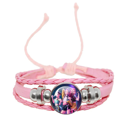 KPop Demon Hunters Pink Handmade Glass Bracelet Huntr-x Rumi Zoey Mira Bangles Jewelry Accessories Fans Couples Gift