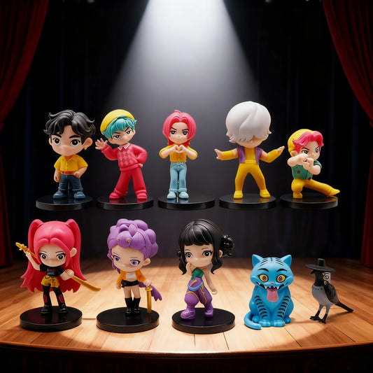 10pcs/Set K-pop Demon Hunters Anime Figure Toys Q Version Derpys Tiger Rumi Mira Zoey Sussy Figurine Doll Fans Christmas Gift