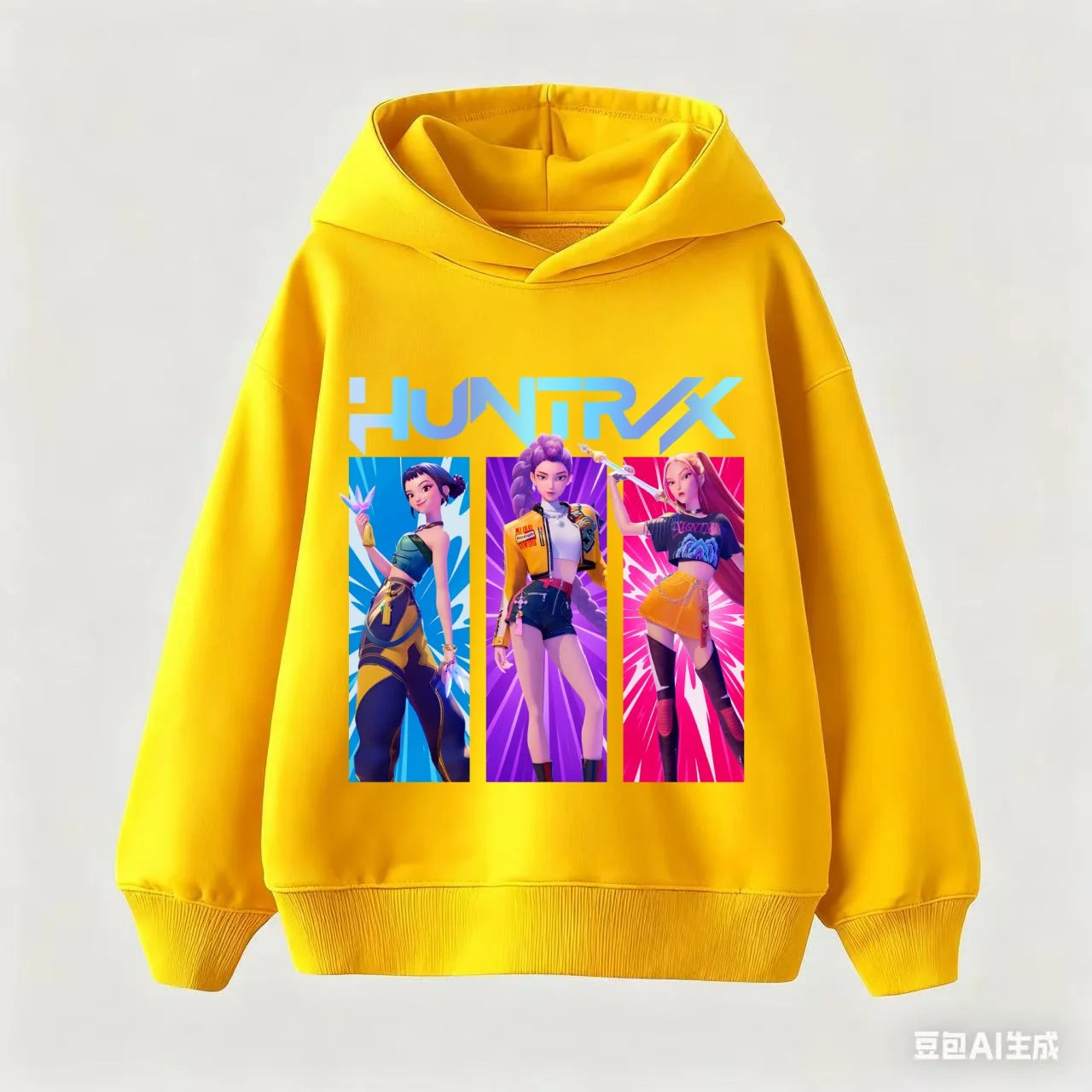 Korean KPop Demon Hunter Cartoon Girls Boy Hooded Sweatshirt Warm Children's Wave Fashion Casual Tops Casual Girls Clothing