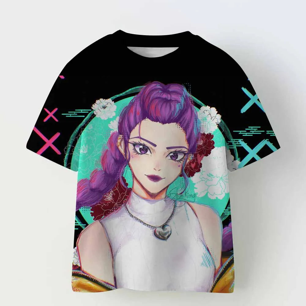 Kpop Demon Hunters Kids Clothing Short Sleeve Tee Cute Kpop Demon Hunters Tiger Harajuku T-shirt Men Women Boys Girls Black Top