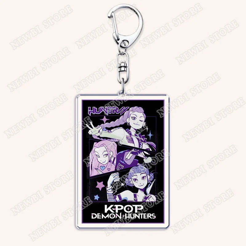 HOT Kpop Demon Hunters Huntrix Saja Boys Keychains for Accessories Bag Rumi Zoey Jinu Ramen Ramyeon Keyring Jewelry Fans Gifts