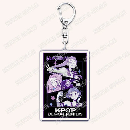 HOT Kpop Demon Hunters Huntrix Saja Boys Keychains for Accessories Bag Rumi Zoey Jinu Ramen Ramyeon Keyring Jewelry Fans Gifts
