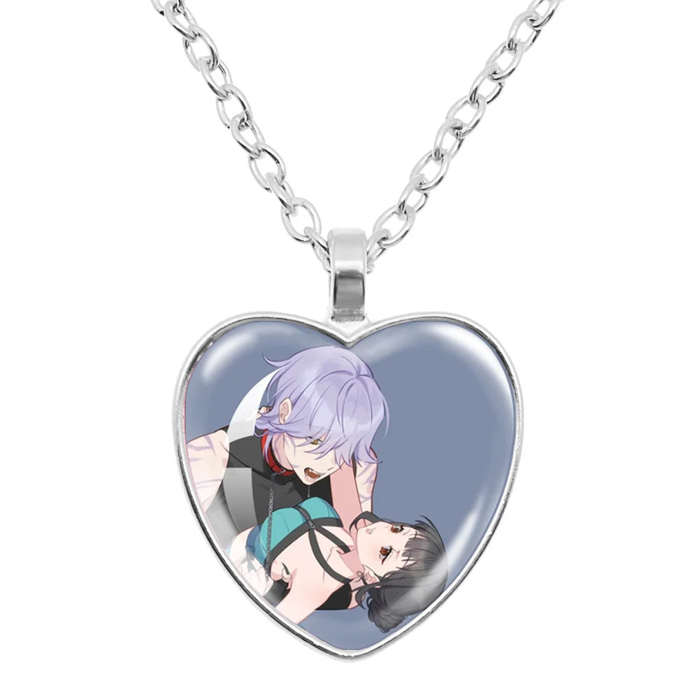 K-Pop Demon Hunters Huntr-x Rumi Zoey Mira Glass Heart Pendant Necklaces Accessories Charms Necklace Fans Jewelry Cosplay Gift