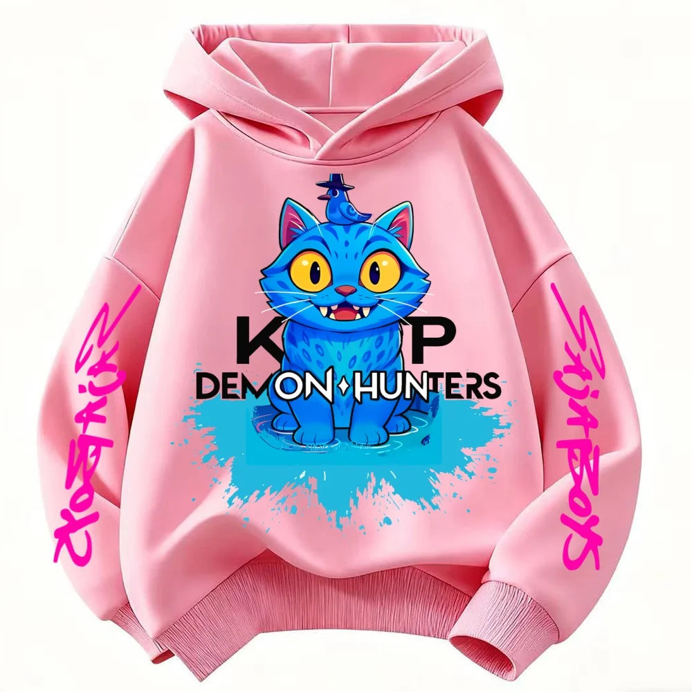 2025 New Saja Boys Derpy KPop Demon Hunter Cartoon Boy Hooded Sweatshirt Warm Wave Fashion Casual Tops Casual Black Clothing