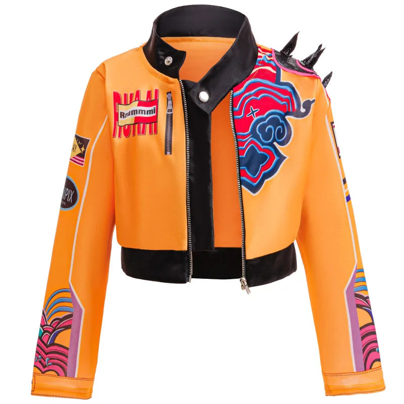 Girls K-POP Demon Hunters Rumi Cosplay Costume Rumi Coat T Shirt Shourts Kid Halloween Party Costume