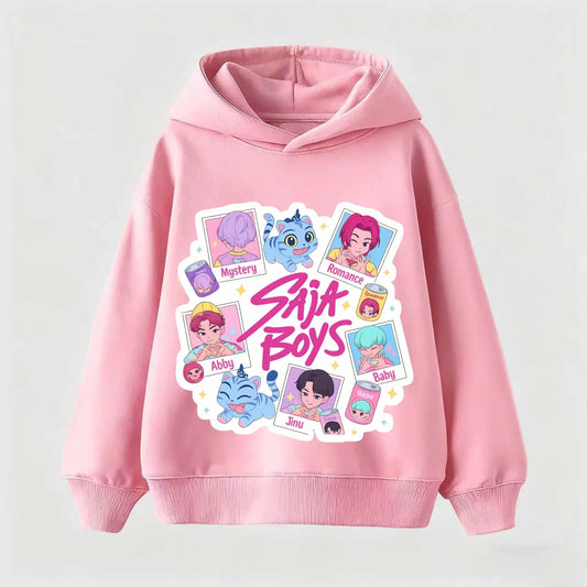 2025 KPop Demon Hunter Cartoon Girls Boy Hooded Sweatshirt Warm Children's Korean Wave Fashion Casual Tops Casual Girls Clothing