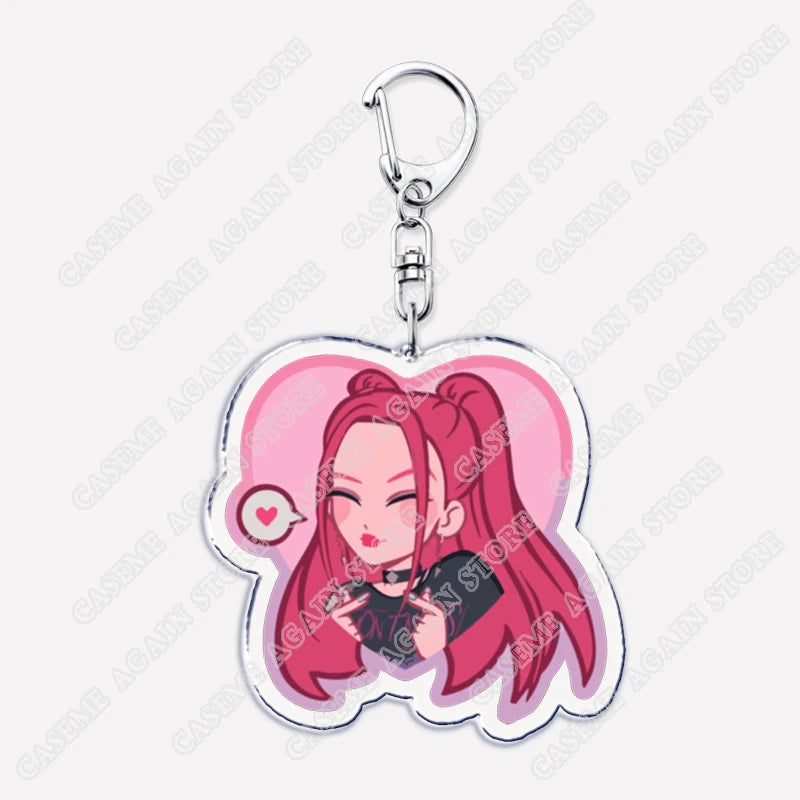 Cute Kpop Band Demon Hunters Huntrix Saja Boys Keychains for Accessories Jewelry Rumi Zoey Jinu Derpy Tiger Keyrings Fans Gifts