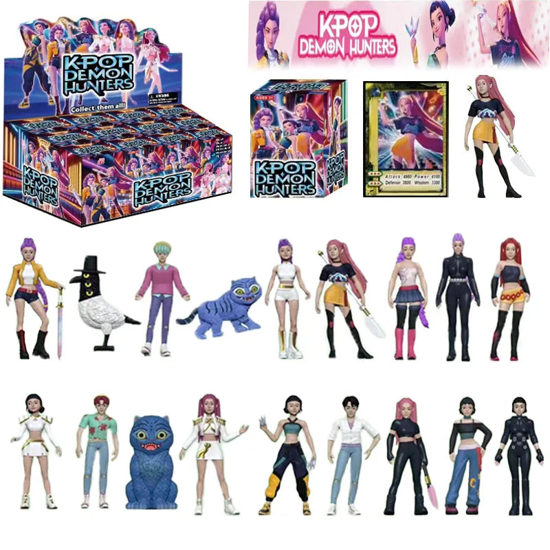 18pcs Kpop Demon Hunters blind box Figure Toy Derpys Tiger Rumi Mira Zoey Sussy Figurine Doll For Fans Christmas birthday Gift