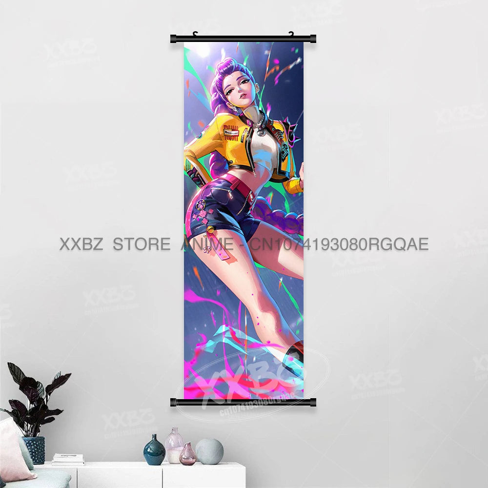 Anime For KPop Demon Hunters Wall Art Canvas Scrolls Pictures Kawaii Character Print Posters Home Decoration Hanging Painting