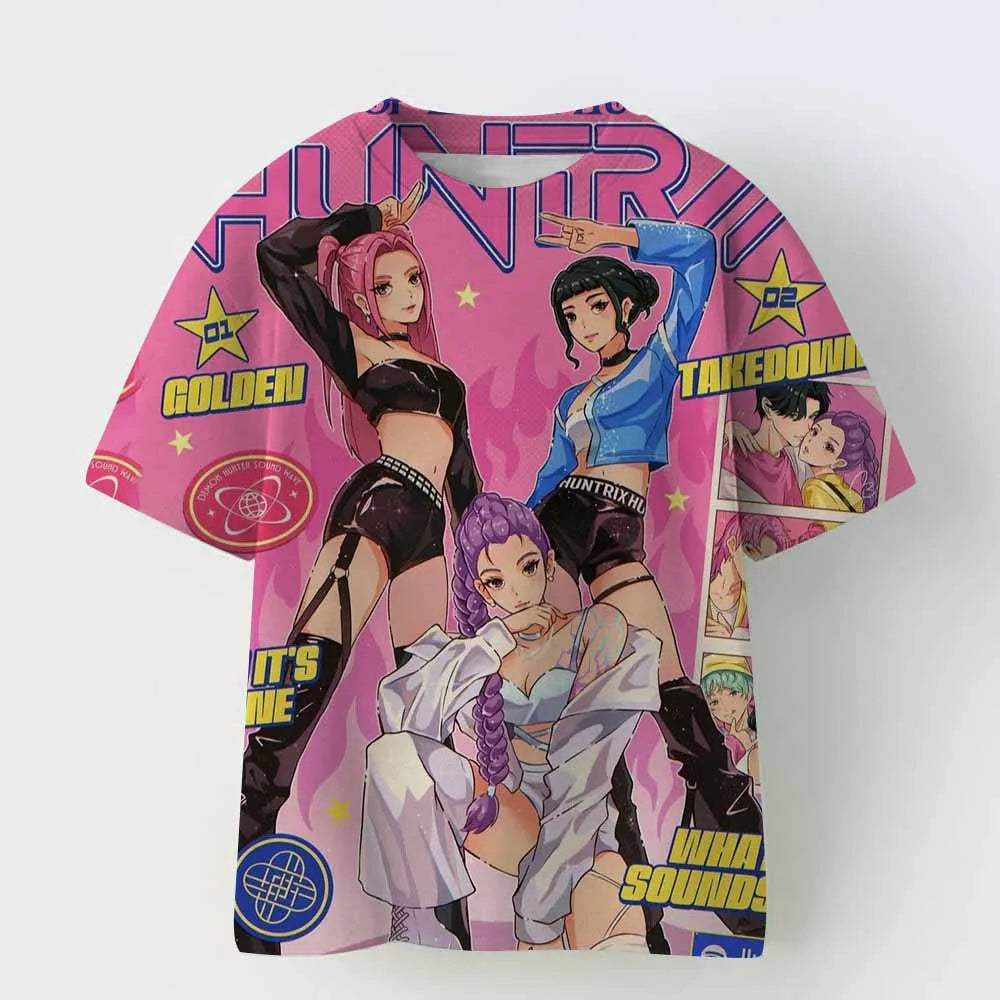 Vintage Rumi Tiger KPop Demon Hunters Print T-Shirt Anime Short Sleeve Tee Summer Girl Boy Shirt Casual Tops Crewneck Clothing