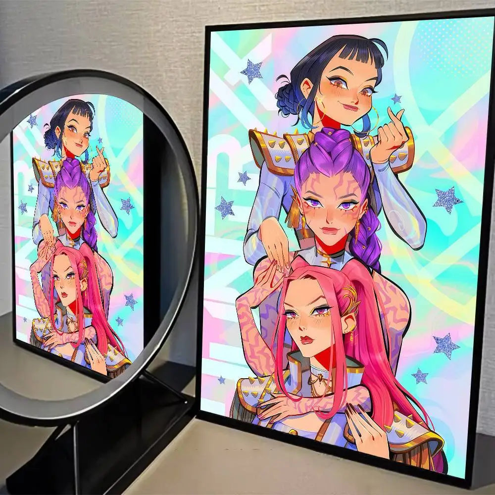 K-pop D-Demon Hunters Movie Sticky Posters Whitepaper Sticker DIY Room Bar Cafe Posters Wall Stickers