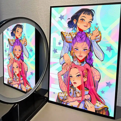 K-pop D-Demon Hunters Movie Sticky Posters Whitepaper Sticker DIY Room Bar Cafe Posters Wall Stickers