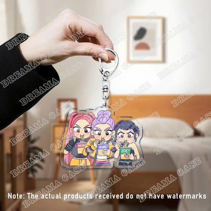 Cute Cartoon Huntrix Saja Boys Acrylic Keychains Ring Double-Sided Key Chain Jewelry Kpop Demon Hunters Fan Love Gifts