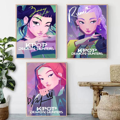 Saja Boys K Pop Demon Hunters Movie Poster Print For Bedroom Living Room Decor Cartoon Music Band Canvas Painting Wall Art