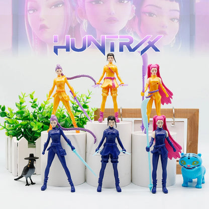 5/8pcs/Set Anime Kpop Demon Hunters Action Figure Toy Derpys Tiger Rumi Mira Zoey Sussy Figurine Doll For Kid Fans Gift Ornament