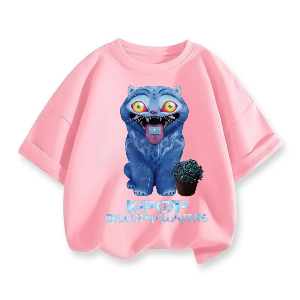 KPop Demon Hunters Bbirthday Cotton T-Shirt Girls Clothes Number 1-9 Party Tops Child Baby Shower Summer Short Sleeve Tee Gift
