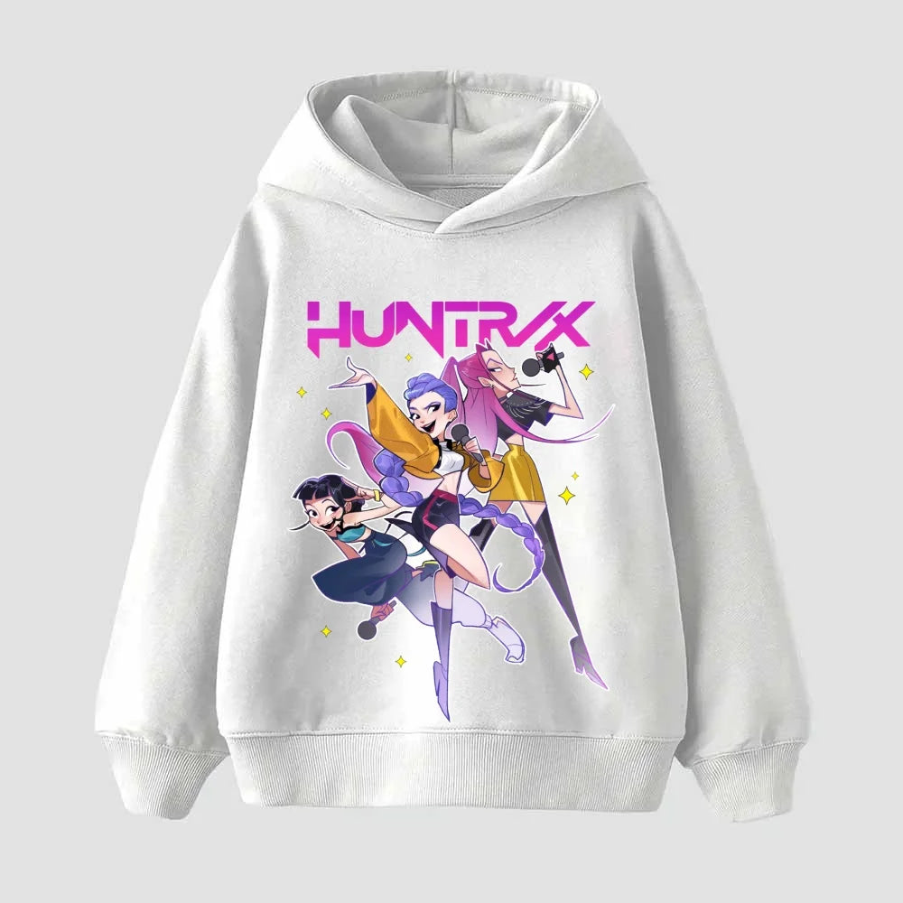 2025 KPop Demon Hunter Cartoon Girls Boy Hooded Sweatshirt Warm Children's Korean Wave Fashion Casual Tops Casual Girls Clothing