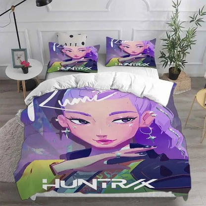 K-Pop D-Demon Hunters Theme Duvet Set EU Single Size Bedding Sets Quilt Bed Cover Duvet Cover 3Pieces for Kids & Adults
